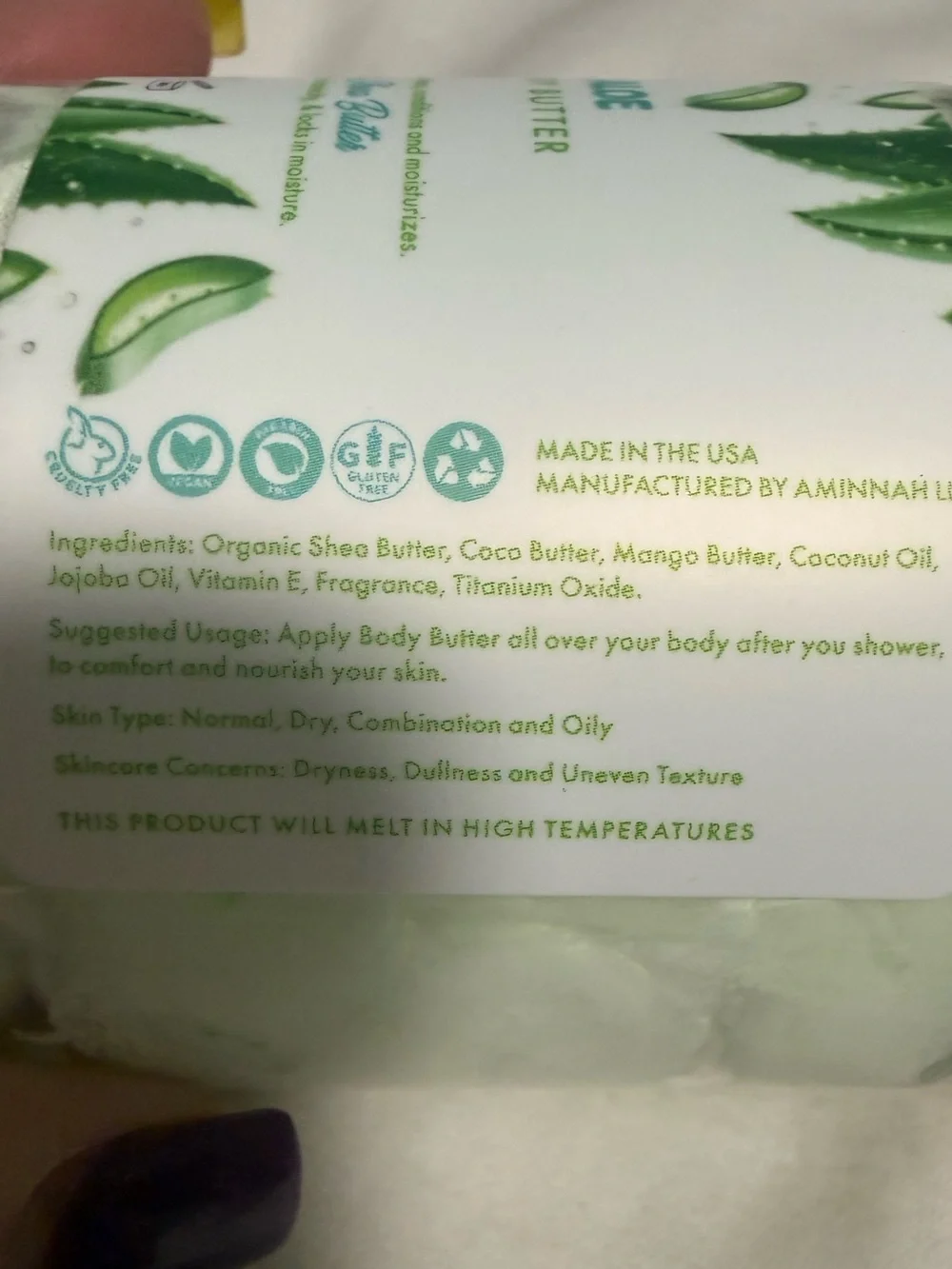 Dillypicky Cucumber Aloe Whipped Body Butter - Light Green & White